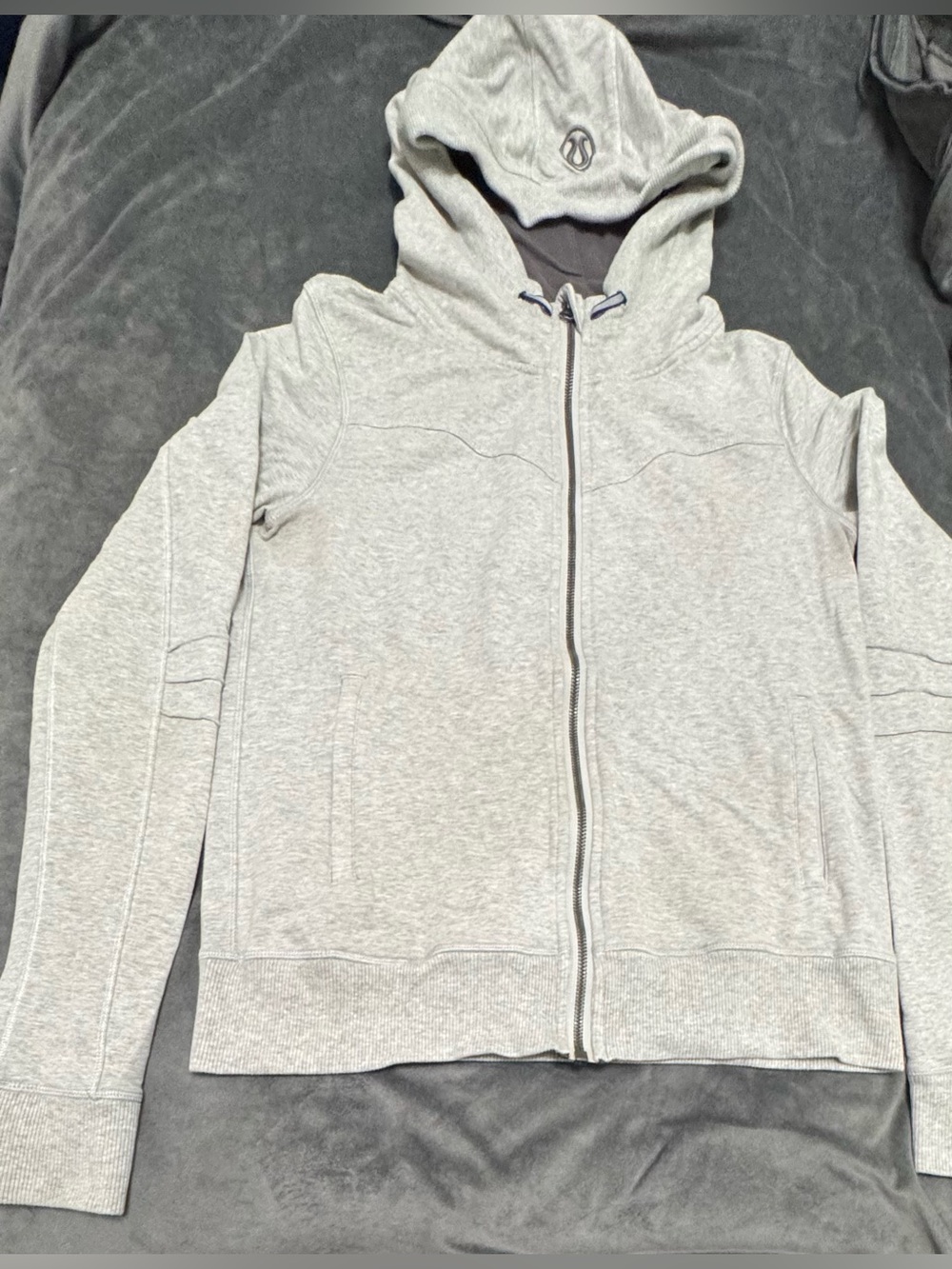 Rare Vintage Lululemon Slit-Back Full-Zip Hoodie - Heathered Core Light Grey EUC